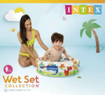 Бассейн надувной Intex 57106 Dino Buddies 61х22 см / Круглый трехсекционный бассейн Пляжные друзья Интекс с надувным дном для дачи