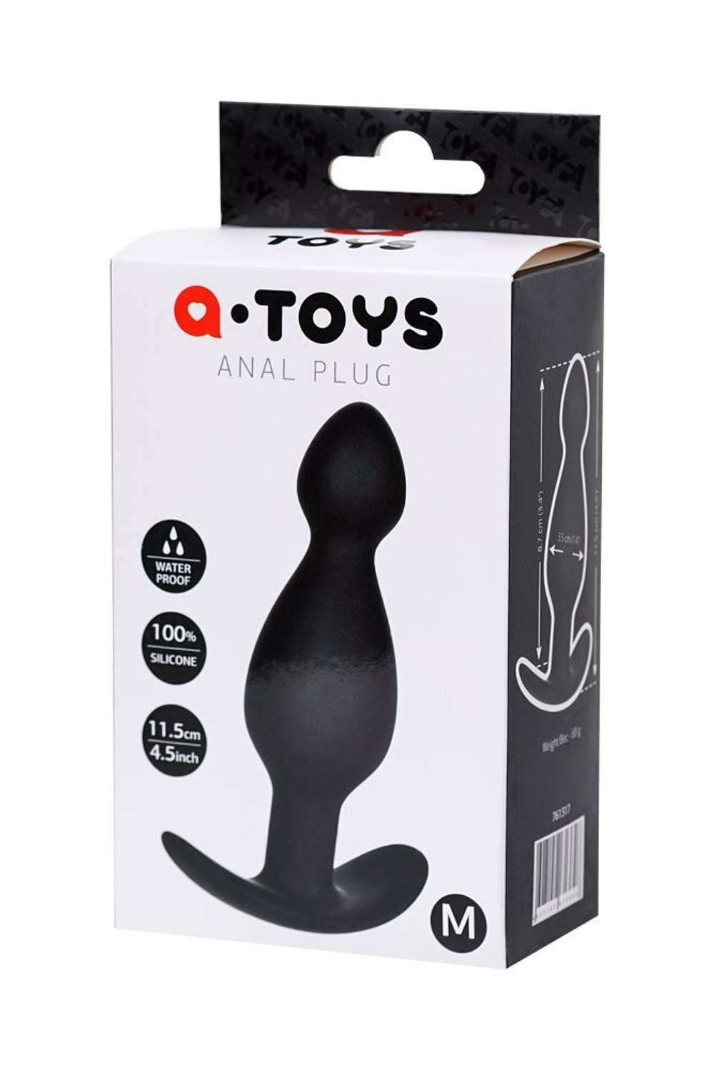 Анальная пробка A-Toys Medium черная 11,5 см