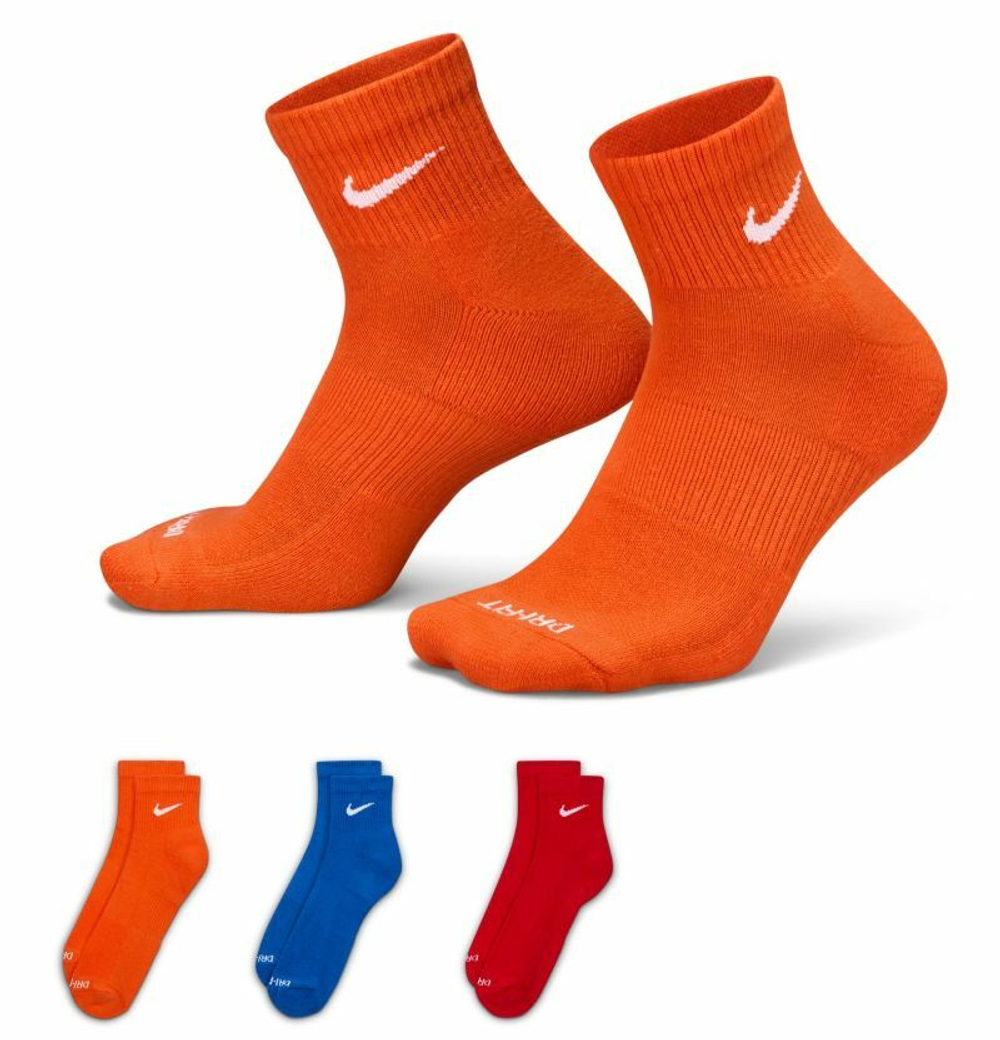 Теннисные носки Nike Everyday Plus Cushioned Training Ankle Socks 3P - разноцветный