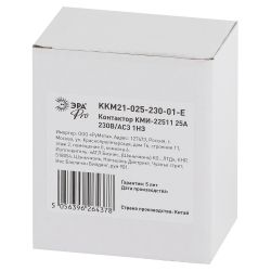 Контактор ЭРА PRO KKM21-025-230-01-E КМИ-22511 25А 230В/АС3 1НЗ | Электротовары