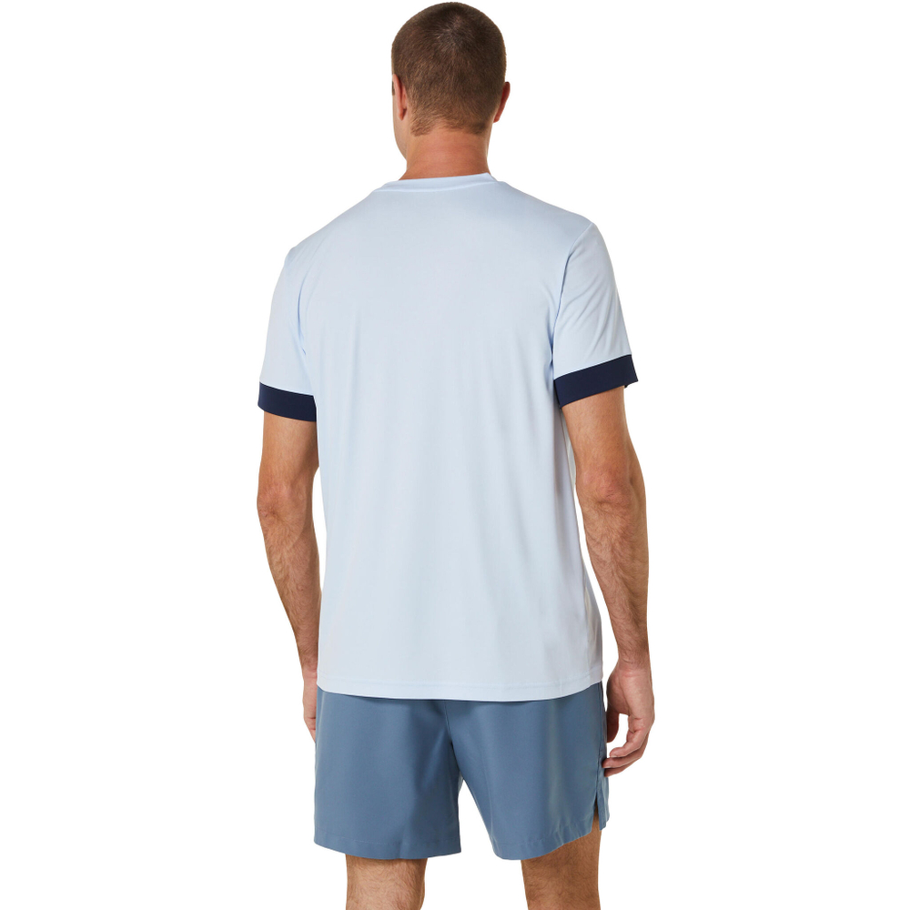 Мужское теннисное поло ASICS Court Shortsleeve Tee T-Shirt Men - Light Blue, Dark Blue