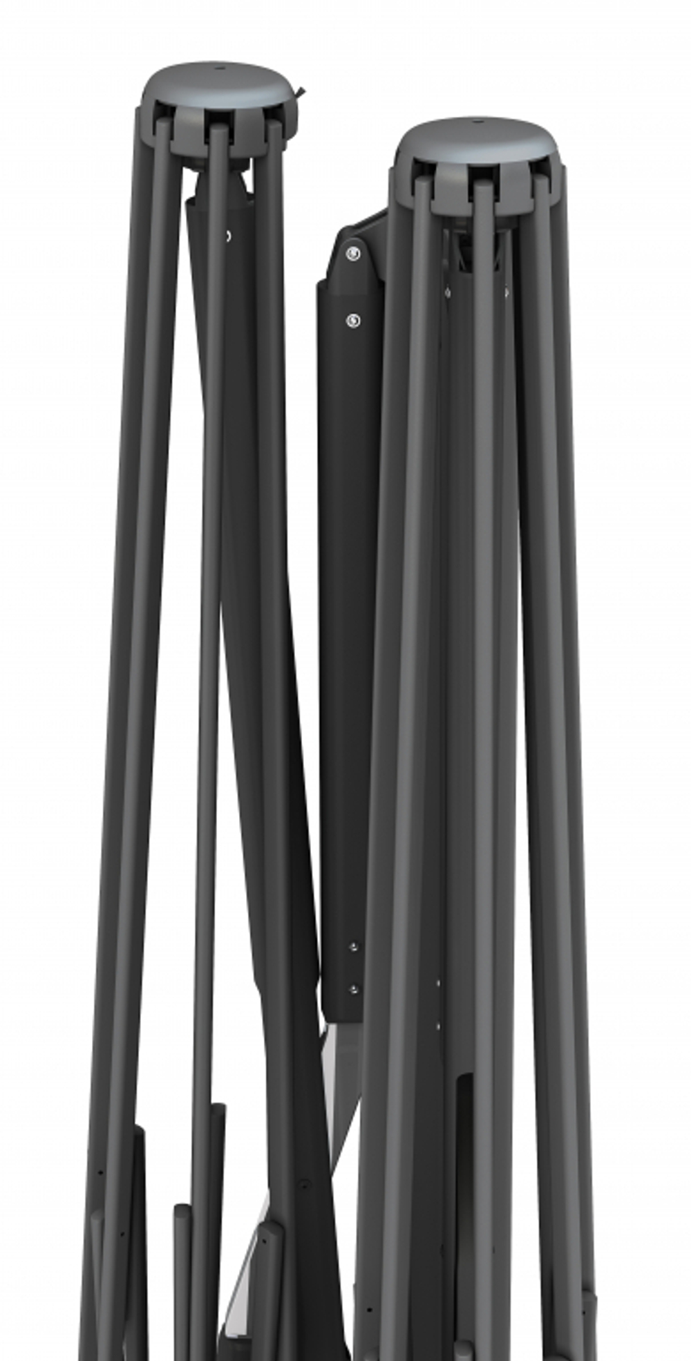 Зонт профессиональный двухкупольный 2.9х6 м Scolaro Galaxia Dual V Carbon, антрацит, серебристо-серый