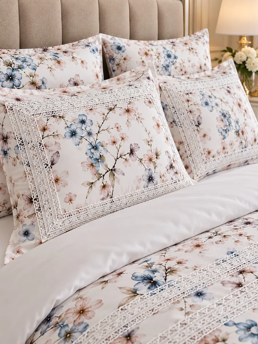 Gelin Home КПБ 6 пр. EBRU синий цвет пододеяльник 200*220, простынь 240*260, наволочки 50*70 2шт, декоративные наволочки 50*70 2шт GLNN546 — фото 2