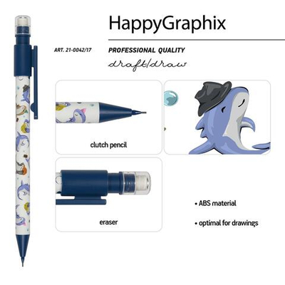 Карандаш механический с ластиком 0,7 мм "HappyGraphix. Акулы" (BrunoVisconti)