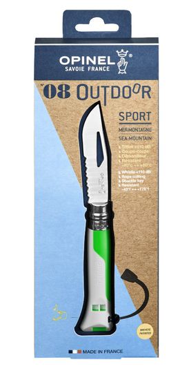 Складной нож Opinel №8 Fluo Green, зеленый, 002319 c клинком из стали Sandvik™ 12С27, рукоять Полиформальдегид POM (пластик)