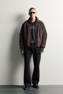 ZARA НЕПРОМОКАЕМАЯ КУРТКА ИЗ ТЕХНИЧЕСКОЙ ТКАНИ, ШОКОЛАДНЫЙ