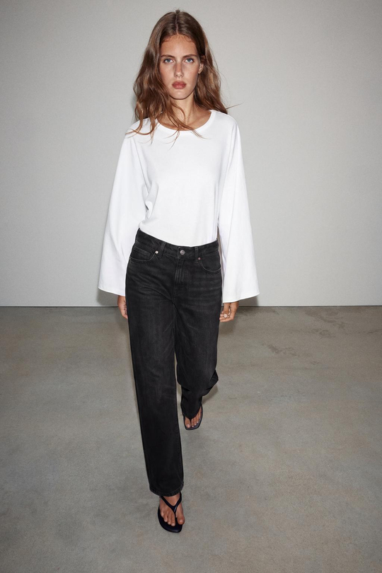 ZARA ДЖИНСЫ Z1975 REGULAR С НИЗКОЙ ПОСАДКОЙ, ЧЕРНЫЙ