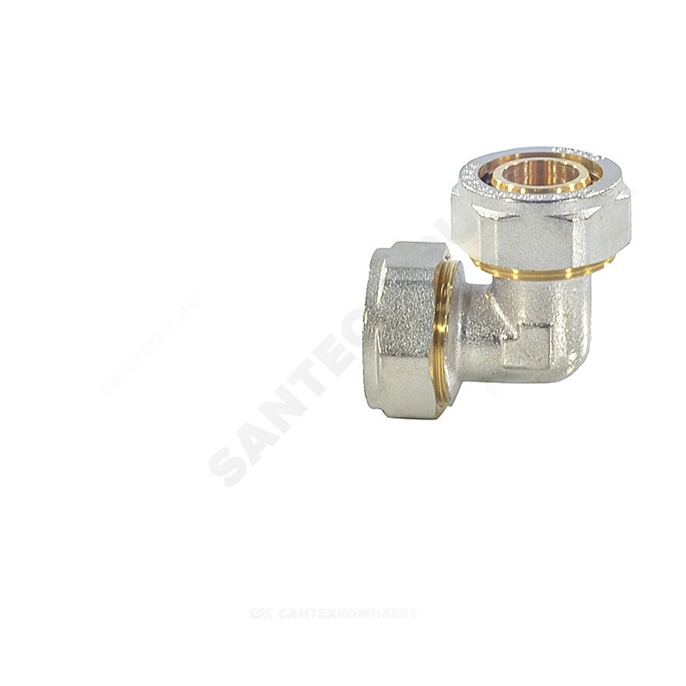 Угольник МП латунь никель обжим Дн 20х90гр ГОСТ 32415-2013 7005 Aquasfera 7005-02