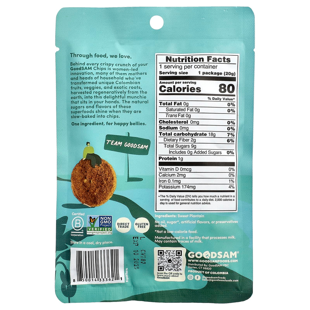 GoodSam, Crystal Farms™, хрустящие чипсы, плантан, 20 г