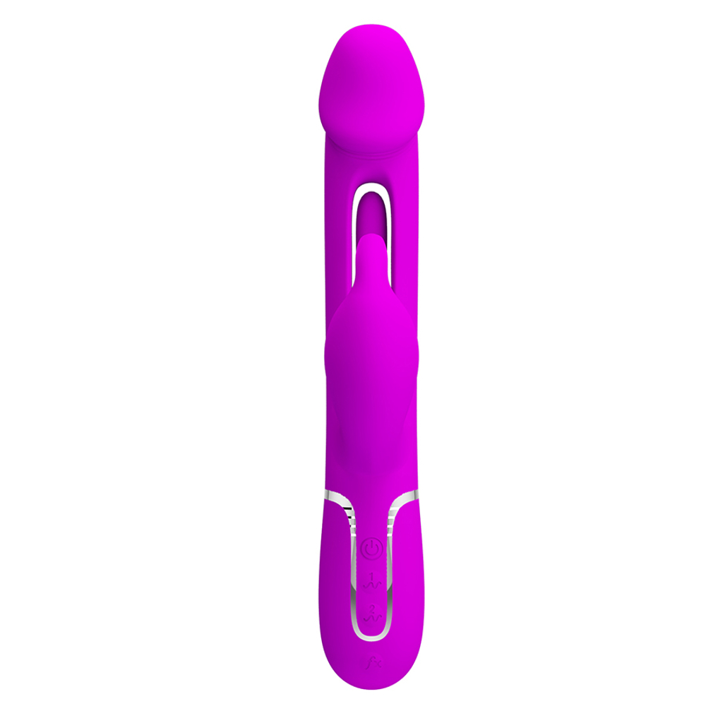 Лиловый вибратор-кролик 23,2см с фингерингом Pretty Love Twinkled Tenderness Kampas Flicking Vibrator Rabbit BW-500025