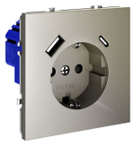 Розетка с заземлением и со шторкой и 2хUSB type A и C, без рамки Voltum S70 VLS040504