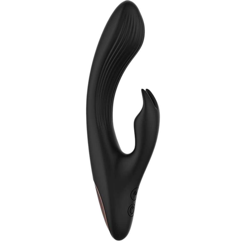 Черный вибратор-кролик 20см с часами-пультом ДУ Anne's Desire Rabbit Remote Control Watchme Technology Black