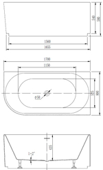 Ванна акриловая Vincea VBT-428-1700R, 1700*800*580, цвет белый, правая, щелевой перелив