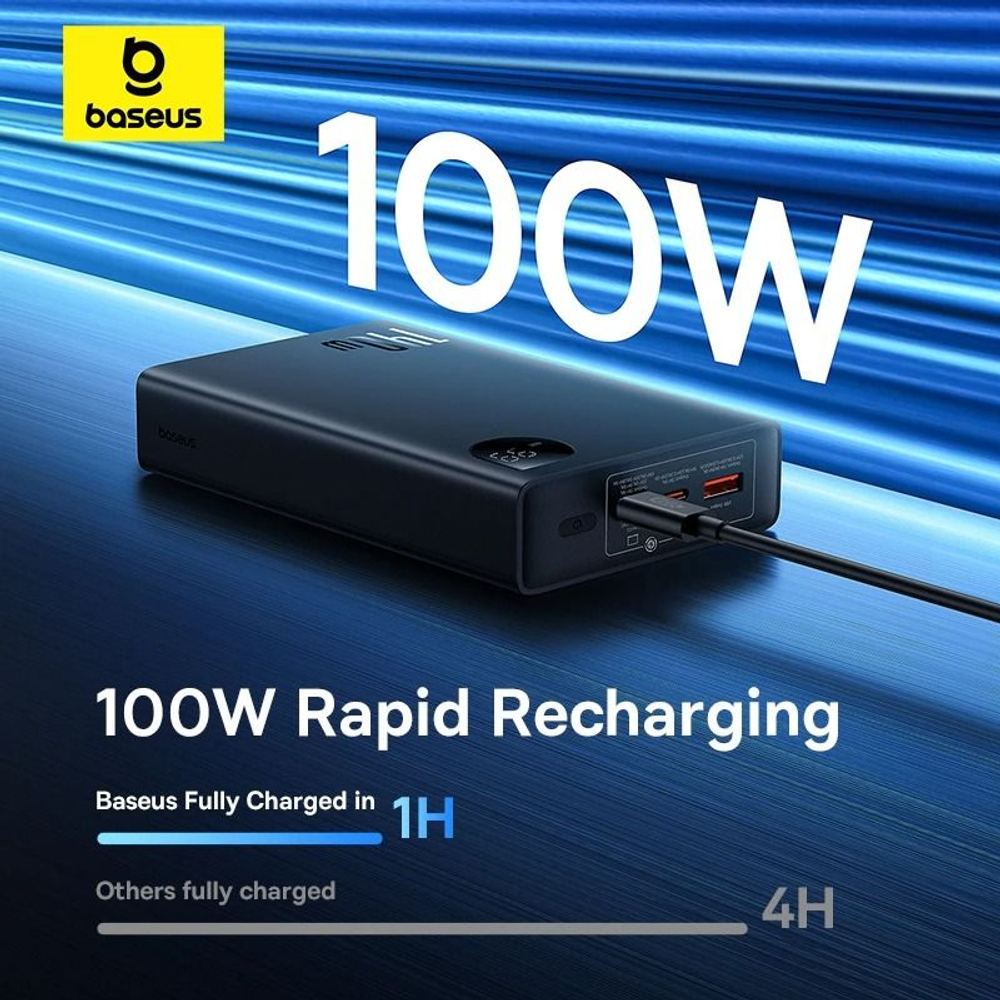 Внешний аккумулятор повербанк чёрный Power Bank 24000mAh 140W BASEUS PPADM140