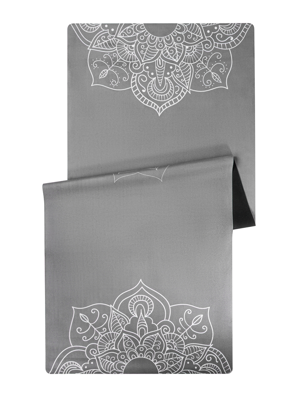 Легкий и тонкий коврик для йоги Mandala Grey 185*68*0,1 см из микрофибры и каучука (уценка)
