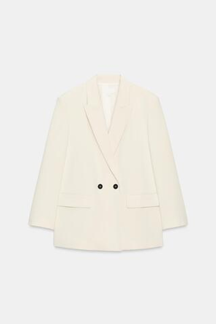 ZARA ДВУБОРТНЫЙ БЛЕЙЗЕР ОВЕРСАЙЗ, ЖЕЛТОВАТО-БЕЛЫЙ