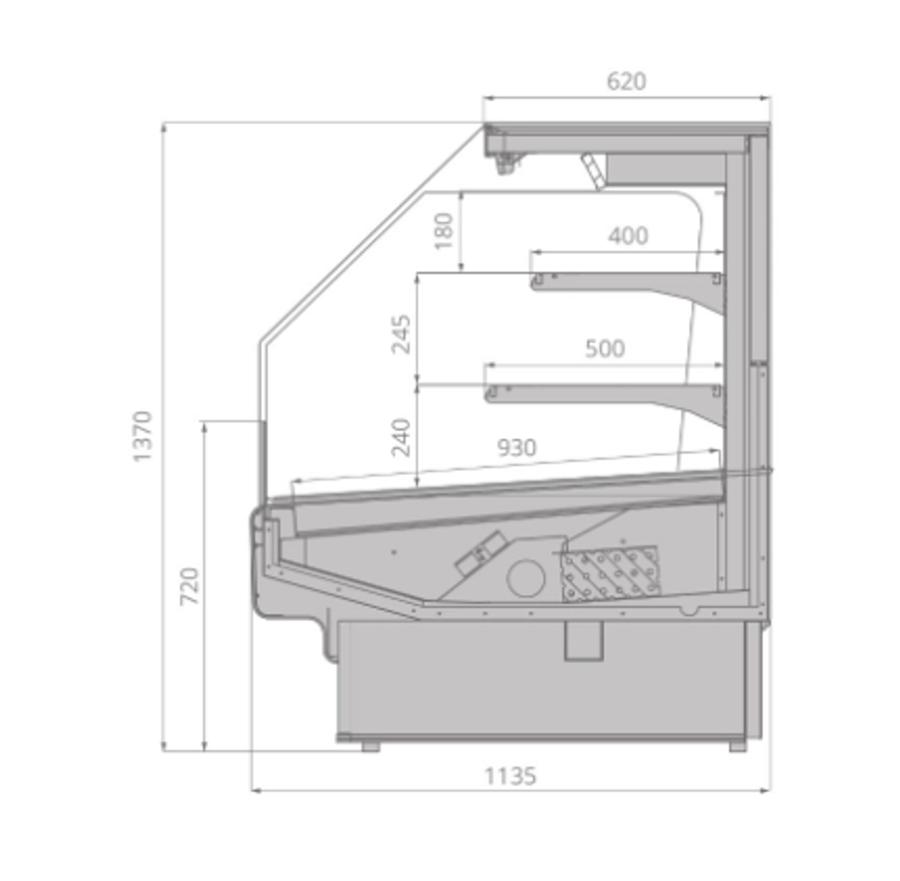 Горка холодильная BRANDFORD AURORA SQ 250 TOP LIGHT вертикальная