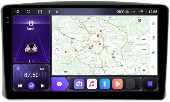 Магнитола для Toyota Land Cruiser 100 1998-2002 (три крутилки климата) - Kuberg OL-9424 QLed+2K, Android 12, Быстрая, CarPlay, 4G SIM-слот