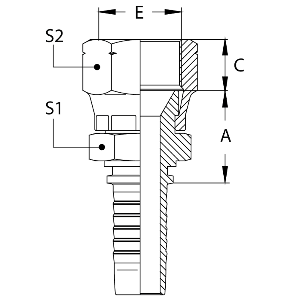 Фитинг DN 25 JIS 33x1.5 (2 шестигранника)