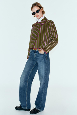 ZARA ДВУБОРТНАЯ КУРТКА В ПОЛОСКУ, РАЗНОЦВЕТНЫЙ