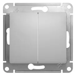 Выключатель двухклавишный Systeme Electric Glossa Алюминий GSL000351