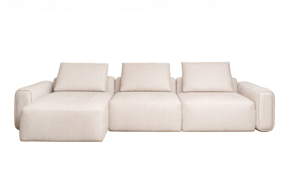 Диван Garda Decor трехместный Турин (Turin)(3 секции) с канапе и мех бежевый Koza3805-BEG 355*163,568 см