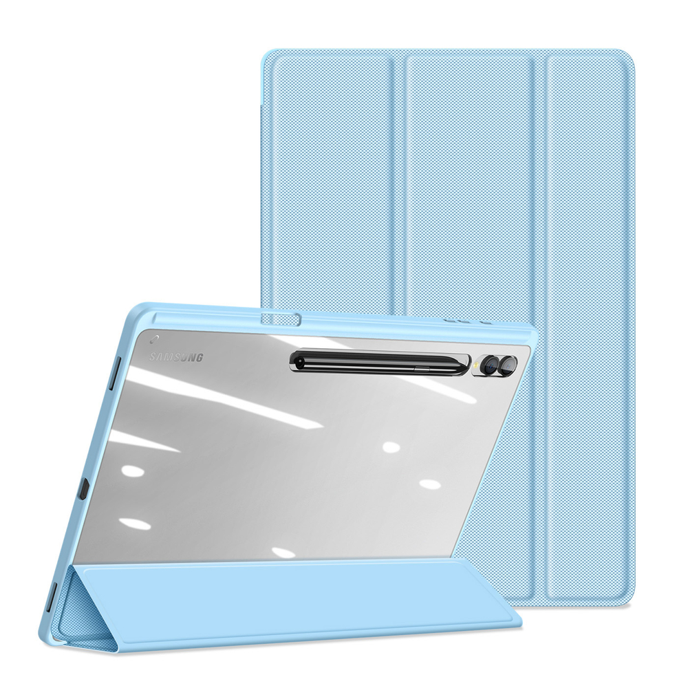 Чехол книжка синего цвета от Dux Ducis для Samsung Tab S10 Ultra, S9 Ultra и S8 Ultra, серия Toby Series Case, с функцией пробуждения и сна