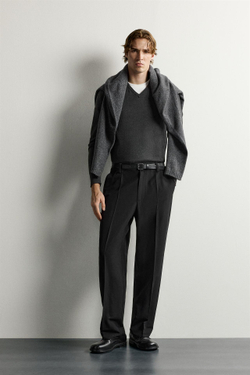 ZARA БРЮКИ STRAIGHT FIT, ЧЕРНЫЙ