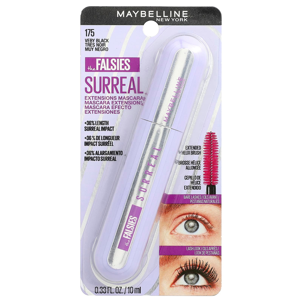 Maybelline, The Falsies, Surreal, Extensions, тушь для ресниц, оттенок 175 Very Black, 10 мл (0,33 жидк. унции)