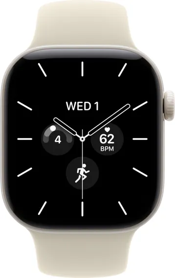 Часы Apple Watch Series 12, 46 мм, керамика цвета «белый жемчуг», ремешок Sport Band песочного цвета