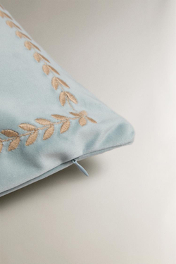 ZARA HOME ЧЕХОЛ ДЛЯ ДЕКОРАТИВНОЙ ПОДУШКИ С КОНТРАСТНОЙ КАЙМОЙ, СИНИЙ