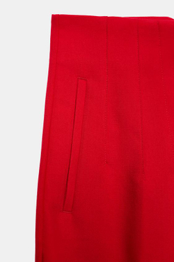 ZARA БРЮКИ С ВЫСОКОЙ ПОСАДКОЙ, ЯРКИЙ КРАСНЫЙ