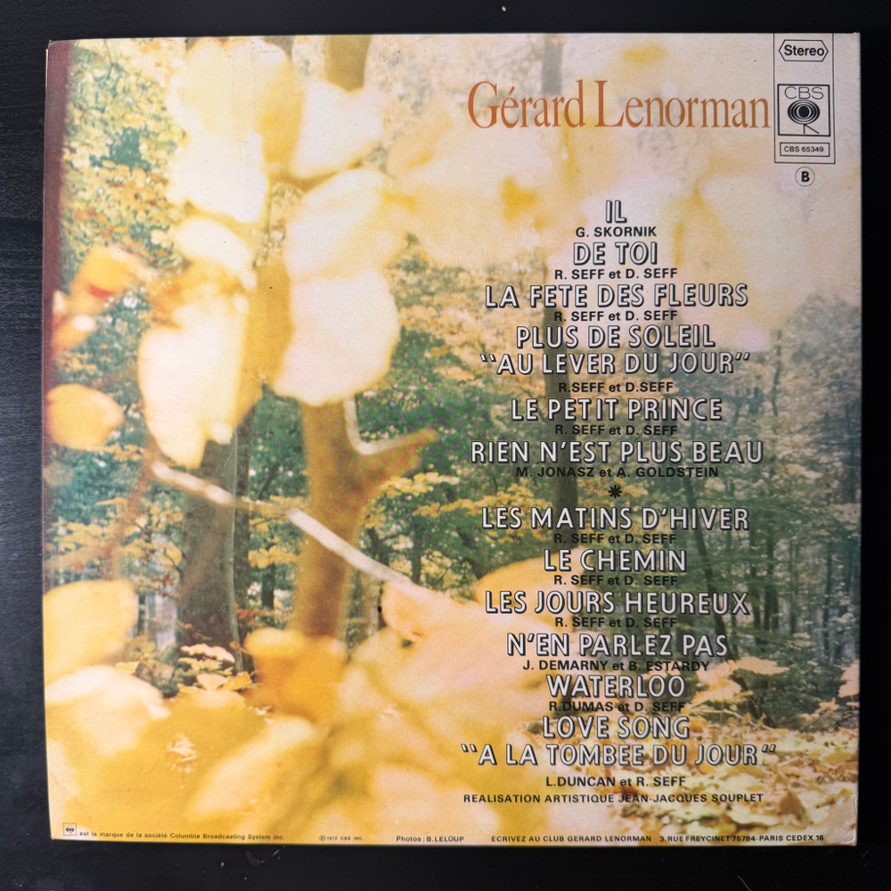 Gérard Lenorman ‎– Les Matins D'hiver (Франция 1972г.)