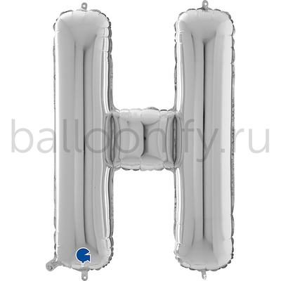Фольгированная фигура, Буква Н 66 см Silver