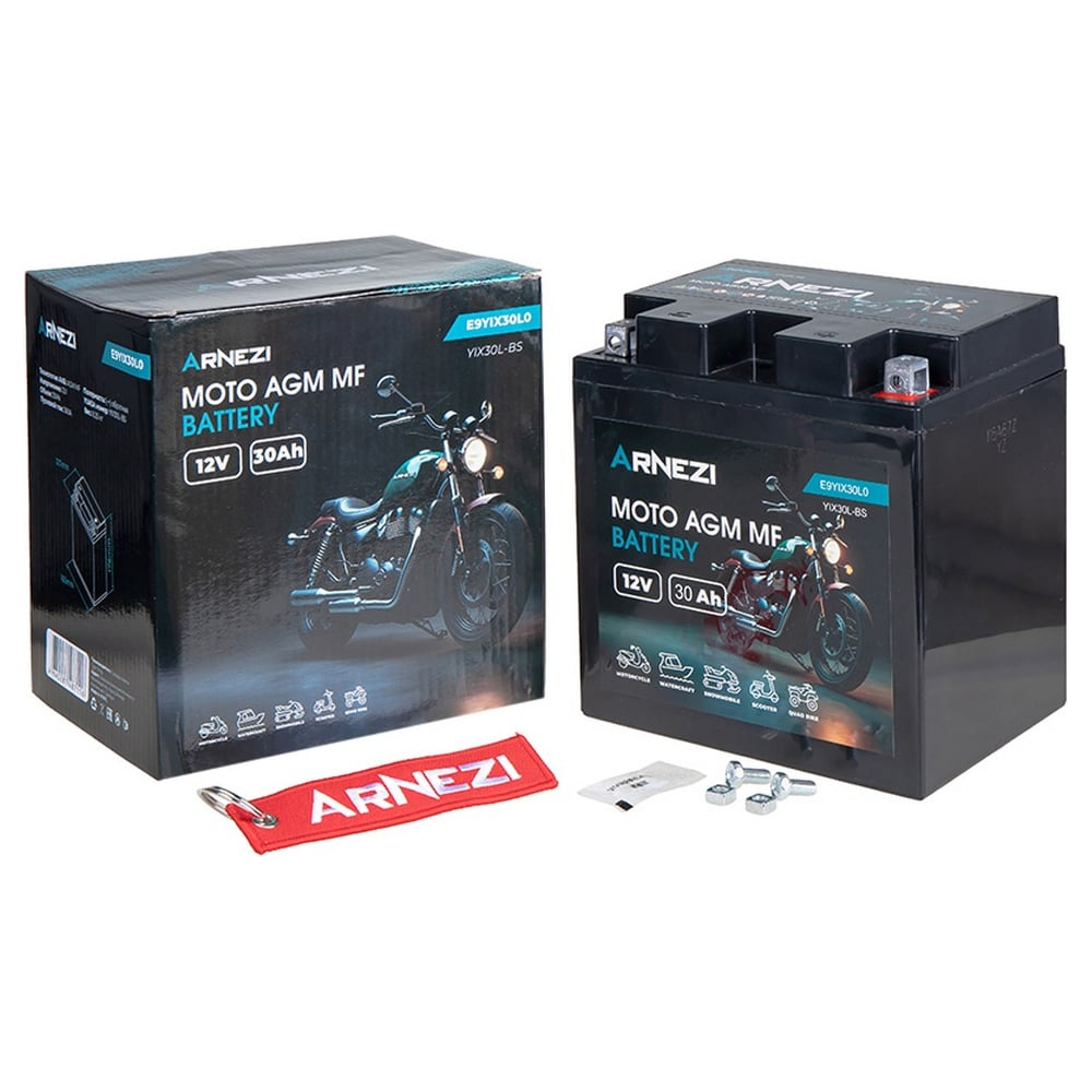 Аккумулятор ARNEZI мото AGM 30 А/ч обратный R+ 165x127x176 EN 360 А
