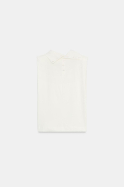ZARA ТОП С ВЫСОКИМ ВОРОТНИКОМ И ПОДПЛЕЧНИКАМИ, БЕЛЫЙ