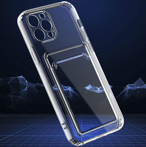 Прозрачный силиконовый чехол iPhone 12 Pro Max, с отделением под визитки