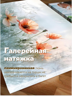Картина на стену, интерьерная Маки в перламутре 50х70 1 шт.