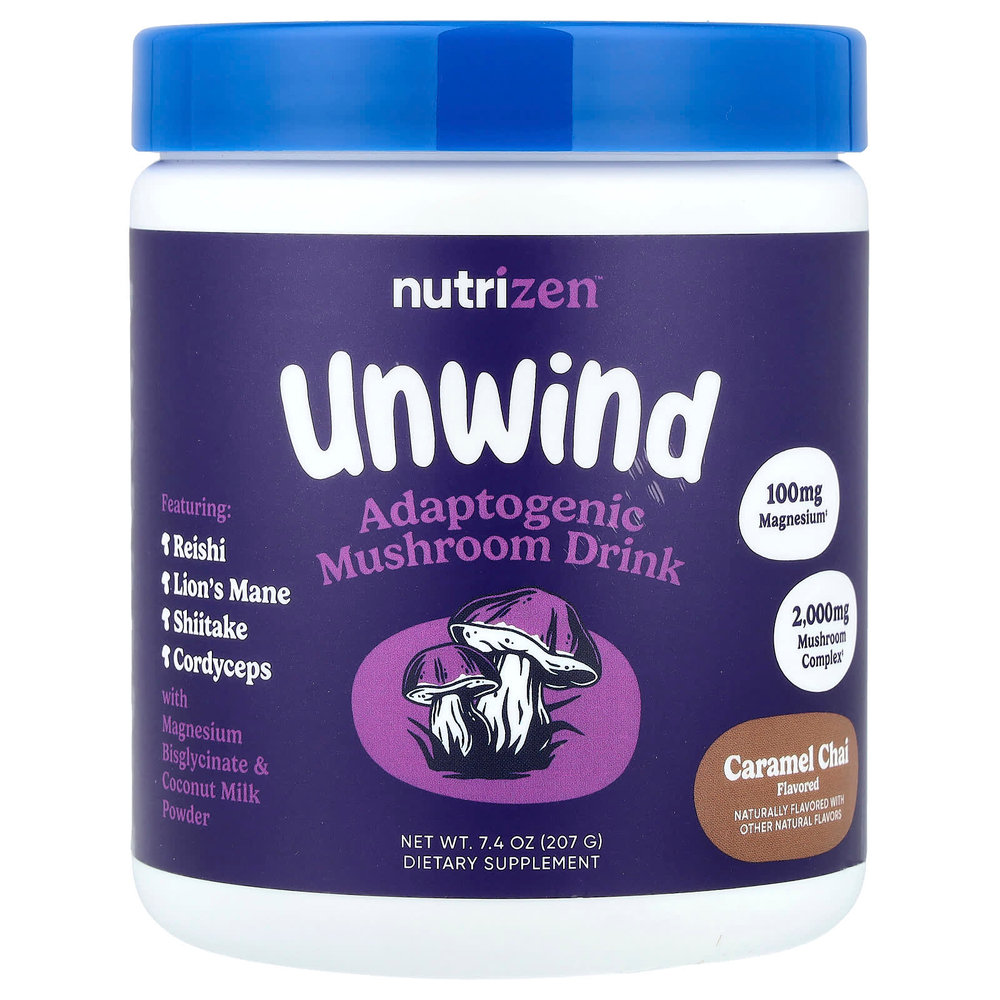 Nutricost, Nutrizen™, Unwind, адаптогенный грибной напиток, со вкусом карамельного чая, 207 г (7,4 унции)
