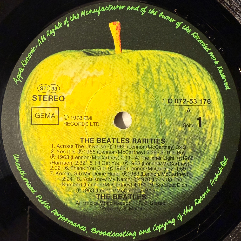 The Beatles ‎– Rarities (Германия 1978г.)