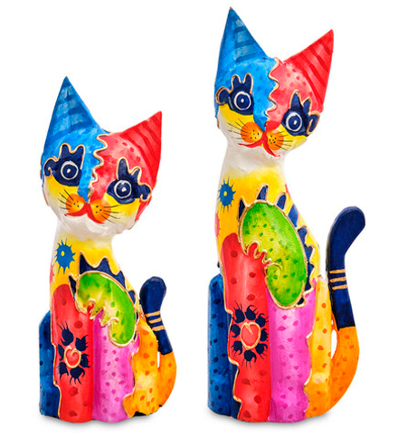 Decor and Gift 99-129 Фигурка «Кошка» н-р из двух 30, 20 см (албезия, о.Бали)