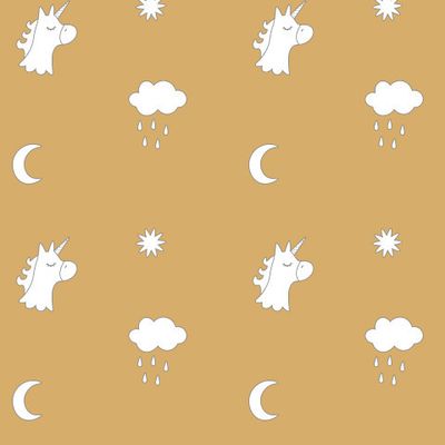 Единороги, пони, луна, облако, дудл, doodle, unicorn, горчичный
