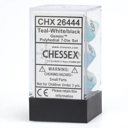 Chessex 7-dice set Gemini Teal-White/Black