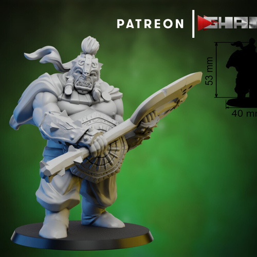 Grand Alliance Destruction Ogor Mawtribes Ogre Kingdoms Ogor Gluttons Воин огр №2 секирой миниатюра для dnd, днд, pathfinder, фентези, Настольная игра, НРИ, Варгейм, РПГ