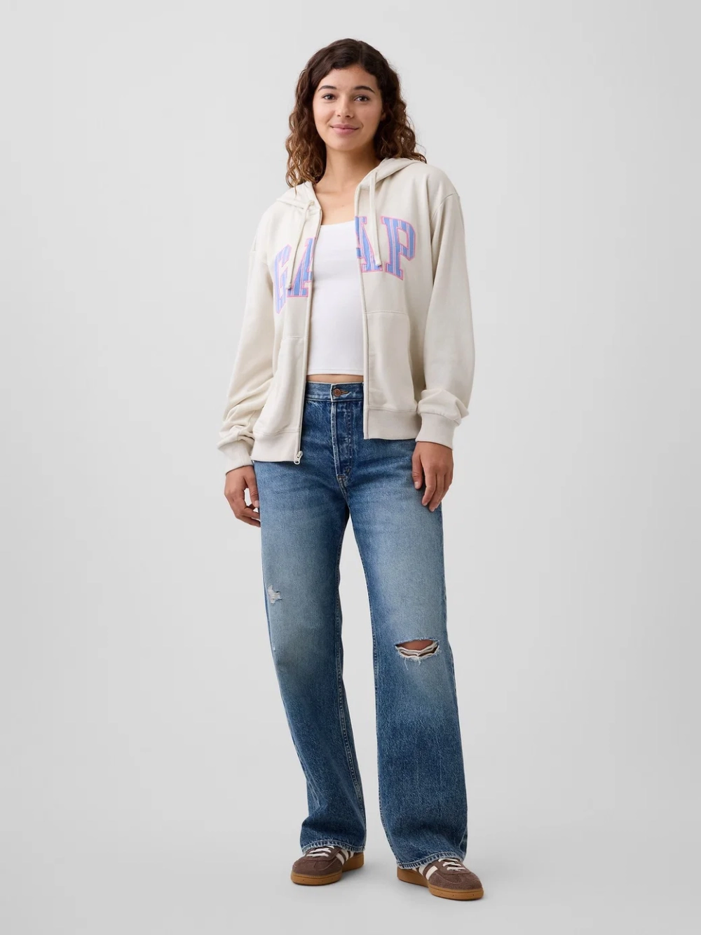 Свитшот с логотипом Gap на молнии из французского махрового полотна - GAP