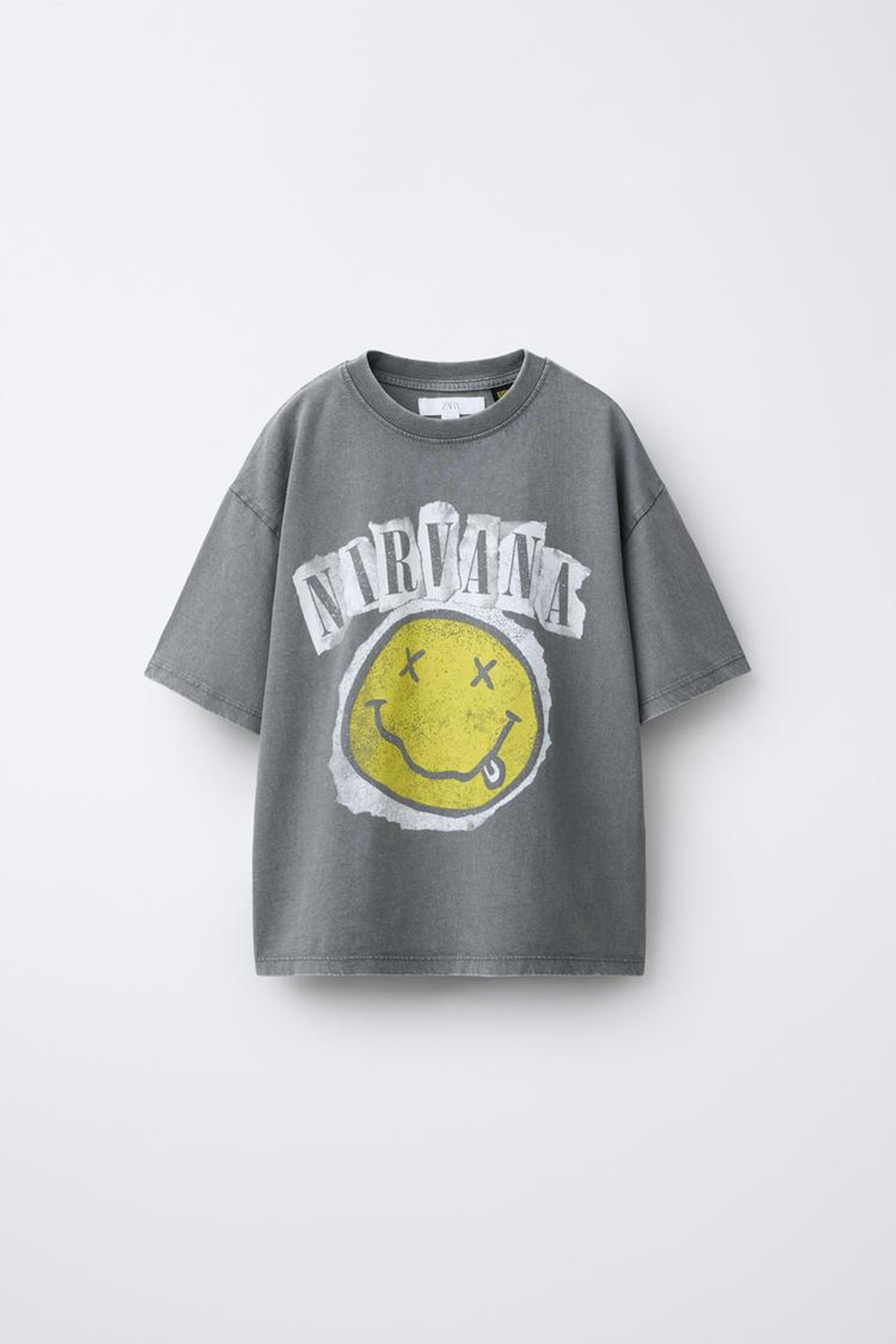 ZARA ФУТБОЛКА С ПРИНТОМ NIRVANA ®, СЕРЫЙ