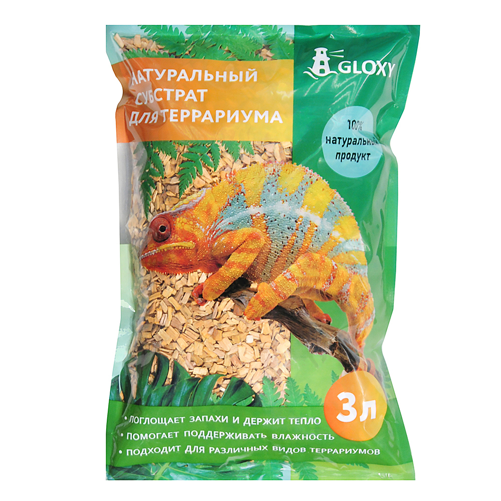 GLOXY Натуральный субстрат для террариума "Щепа дуба", 3л