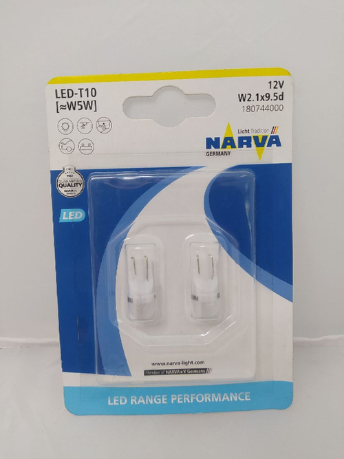Лампа светодиодная 12V W5W 0.6W W2.1х9.5d 18074 Narva (комплект)