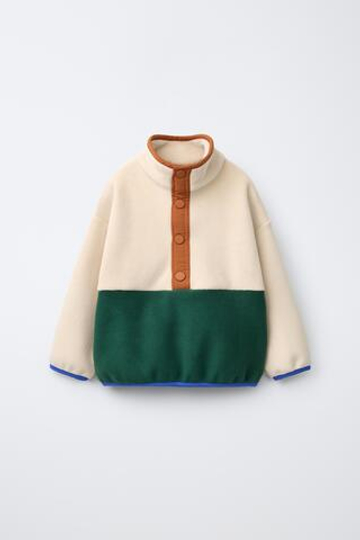 ZARA ФЛИСОВАЯ ТОЛСТОВКА COLORBLOCK, РАЗНОЦВЕТНЫЙ
