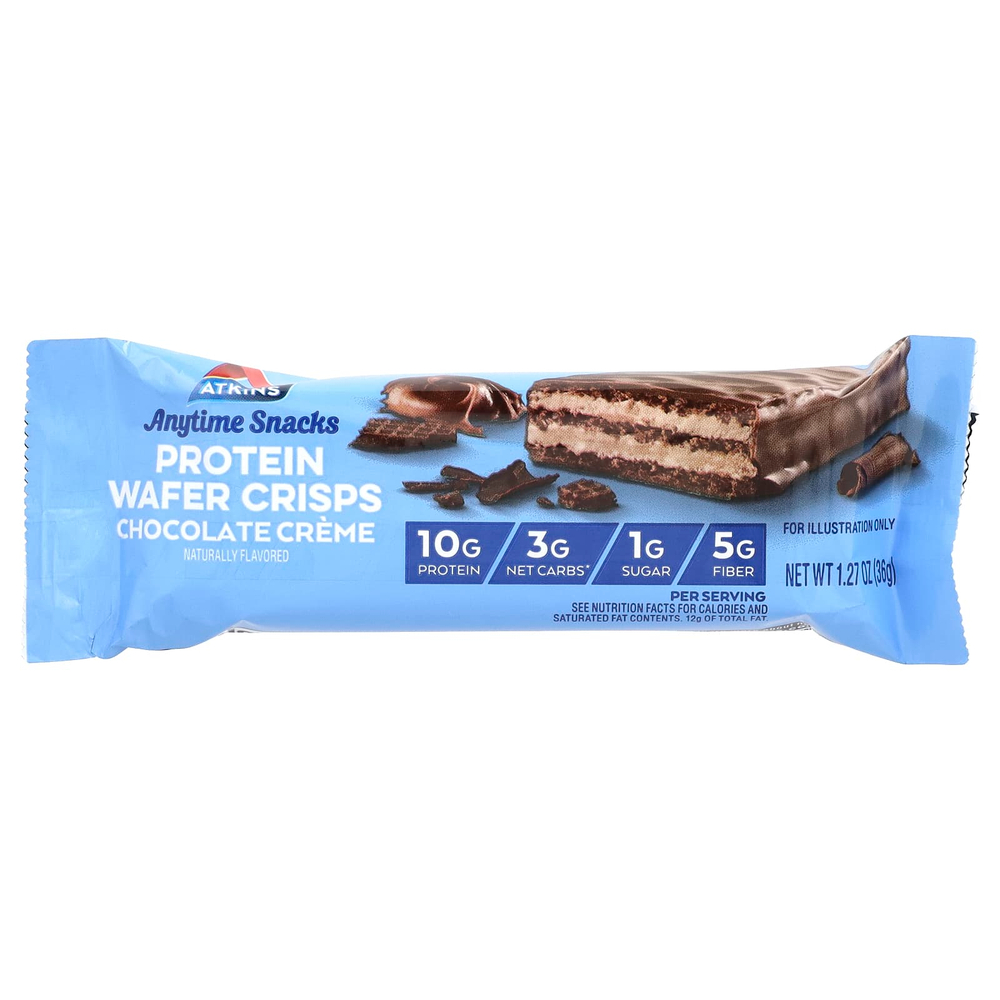Atkins, Everytime Snacks, протеиновые вафли, шоколадный крем, 5 шт. по 36 г (1,27 унции)